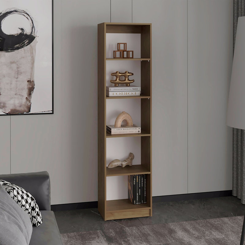 Bibliothèque Home Design Slim avec tablettes à 5 niveaux, chêne naturel