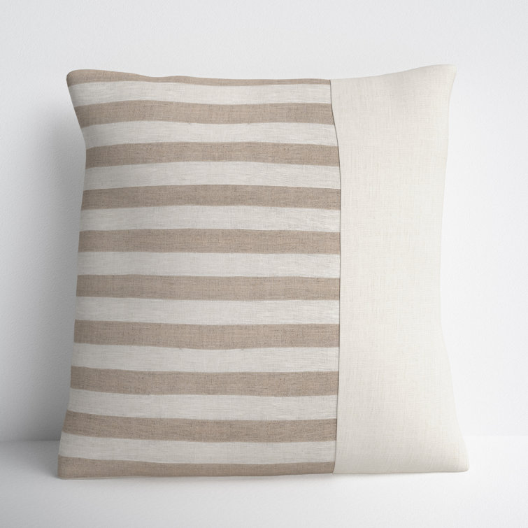 18X18 White + Textured Brown Stripes Throw Pillow