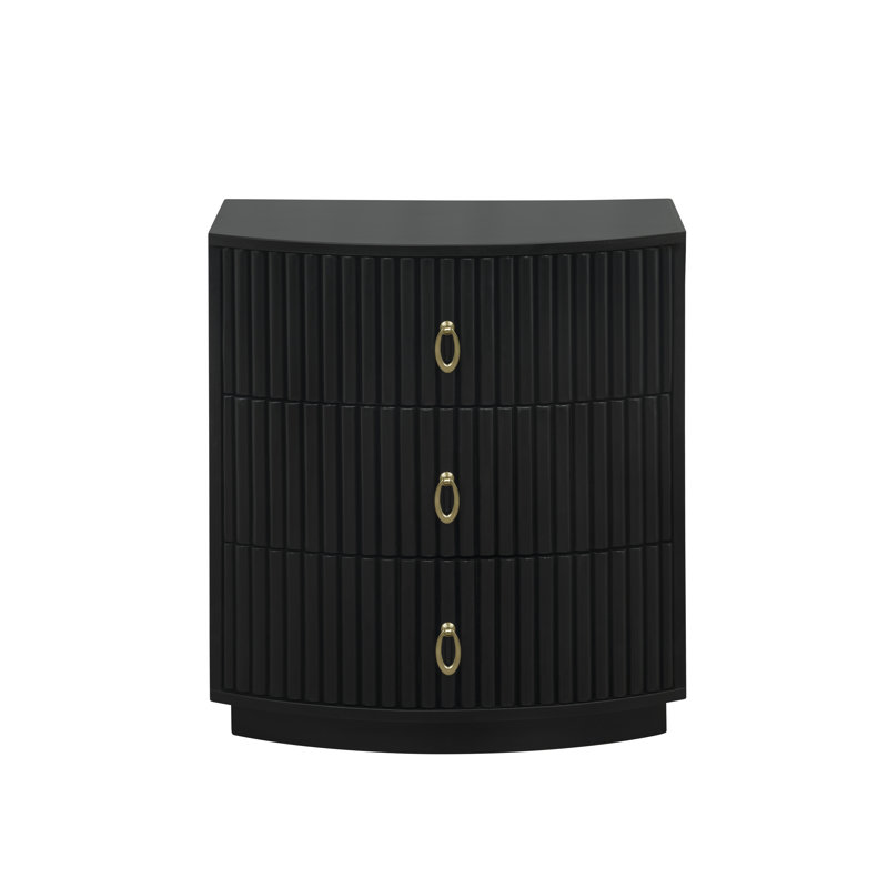 Chantel 3 Drawer Nightstand White, Black