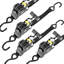 Sangles rétractables à cliquet | 4 sangles auto-rétractables avec sangles à cliquet robustes avec boucles souples pour moto, camion, remorque, fourgon utilitaire | Résistance à la rupture de 1500 lb