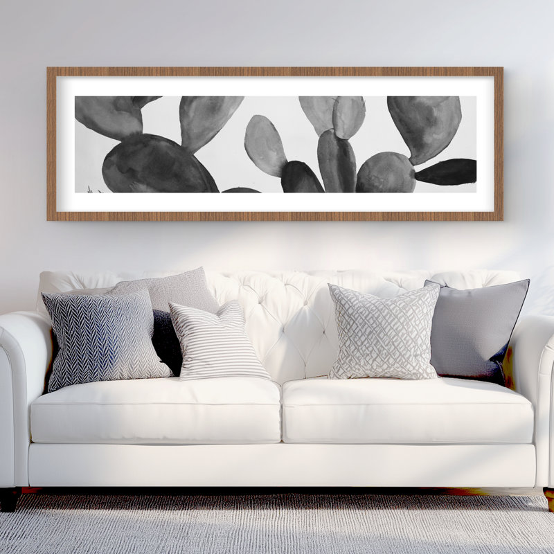 Cactus en niveaux de gris - reproduction mat exotique encadrée pour la décoration intérieure