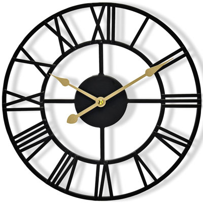 Sorbus 24" Oversized Metal Decorative Analogue Round Wall Clock, Black