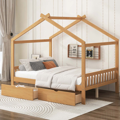 House Platform Bed with Two Drawers