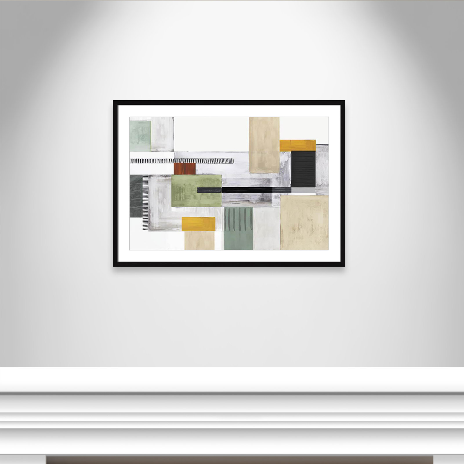 Playful Blocks Print by Tom Reeves, White, 25.5" H x 35.5" W x 1.25" D, Black Box Picture Framed