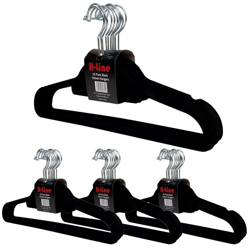 Velvet Standard Hanger for Dress/Shirt/Sweater, Black