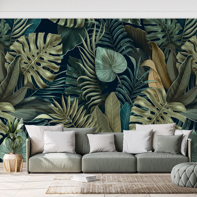 Tropical Leaf Peel & Stick Floral Border, 120" L x 192" W