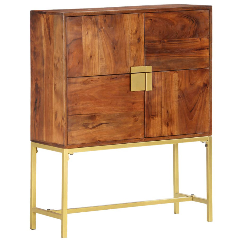 Mancini Highboard 31.5" x 11.8" x 39.4" Solid Acacia Wood, Light Brown