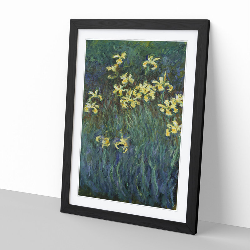 Yellow Irises by Claude Monet - Picture Frame Painting, Black Framed, 48cm H x 36cm W x 2cm D