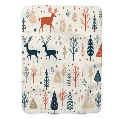 Nordic Winter Motifs - 1 Piece Premium Sherpa Blanket