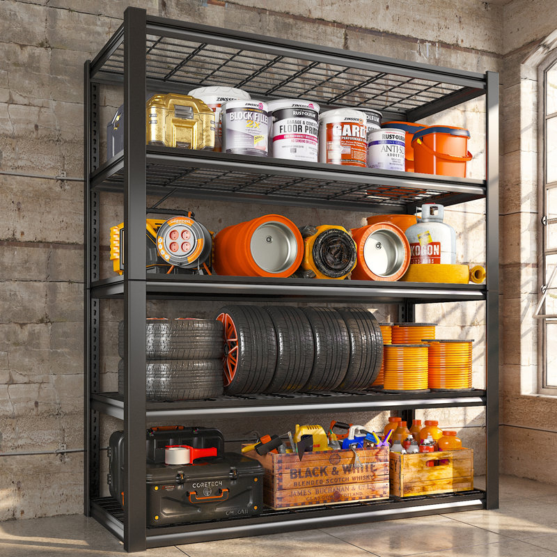 5-Tiers Metal Garage Shelving, 48" W Adjustable Shelving Unit for Basement, Garage, Pantry, Warehouse, 72" H x 48" W x 18" D