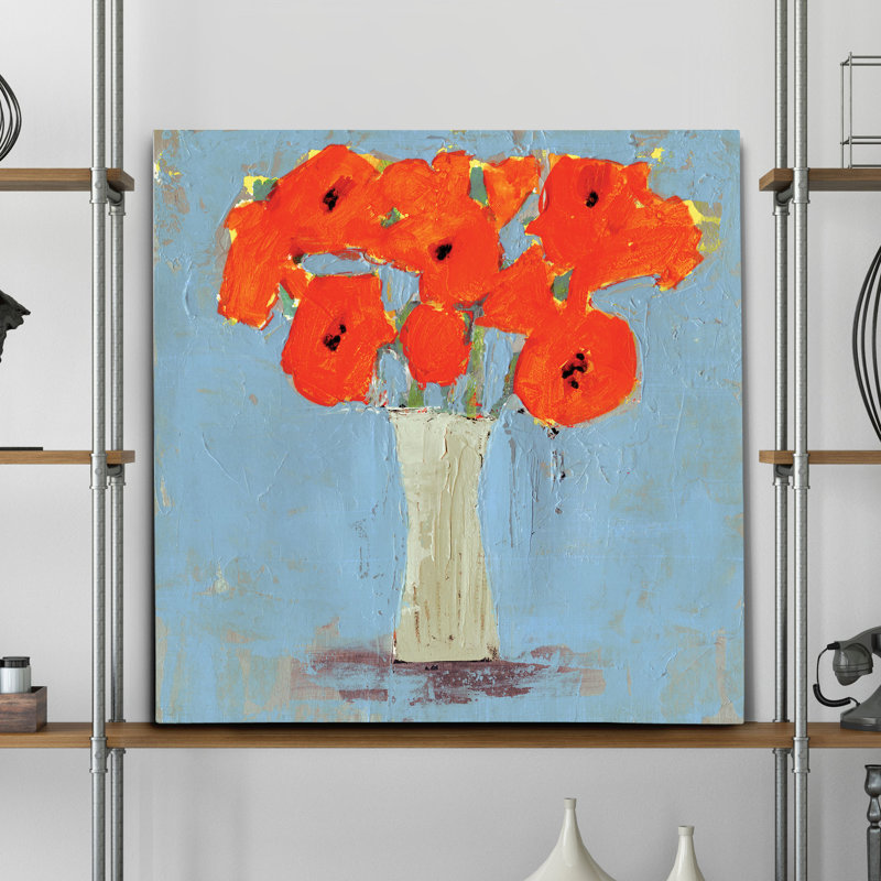 " Orange Poppy Impression II ", 10" H x 10" W x 1.5" D, Wrapped Canvas