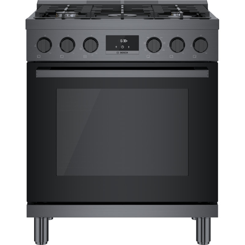 800 Series 30" 4 cu. ft. Freestanding Dual Fuel Range with True European Convection, Black