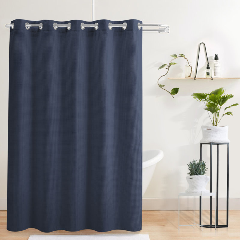 Rideau de douche gaufré Duppstadt, Bleu marine, H 86 po x l 71 po