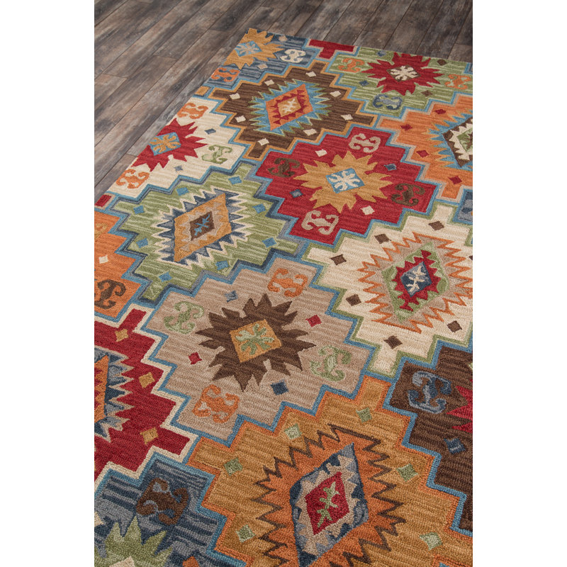 Tapis rouge / beige / brun en laine touffeté à la main Jadarrien, Rectangle de 2 pi x 3 pi