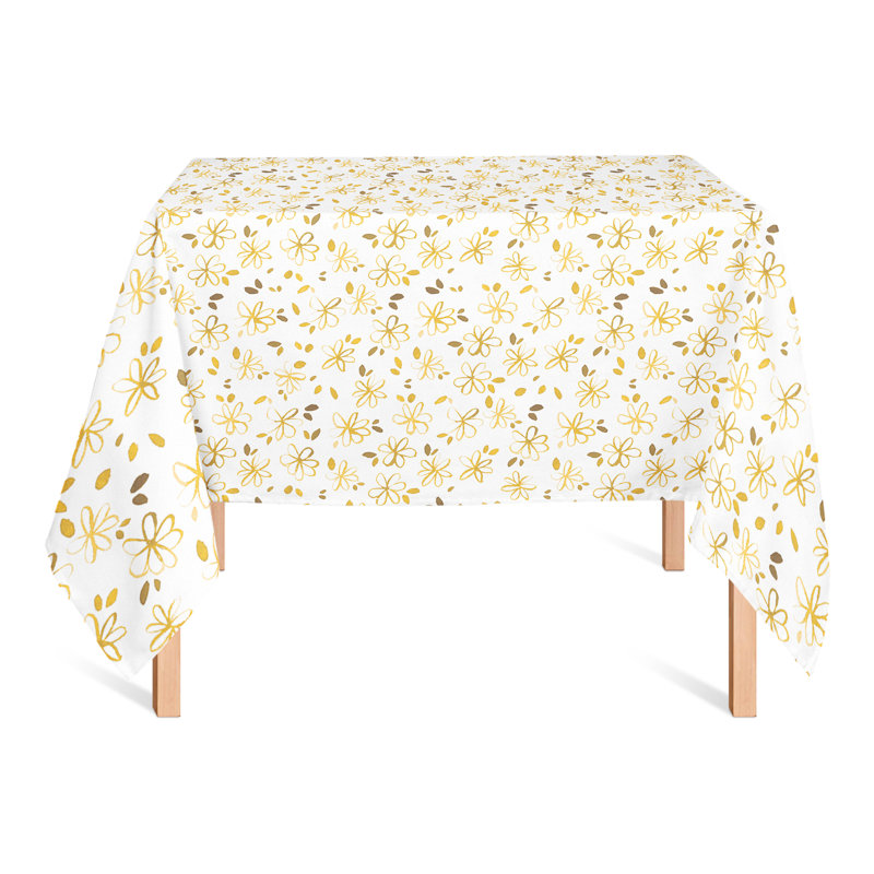 Nappe florale en polyester, Jaune, L 102 po x l 58 po