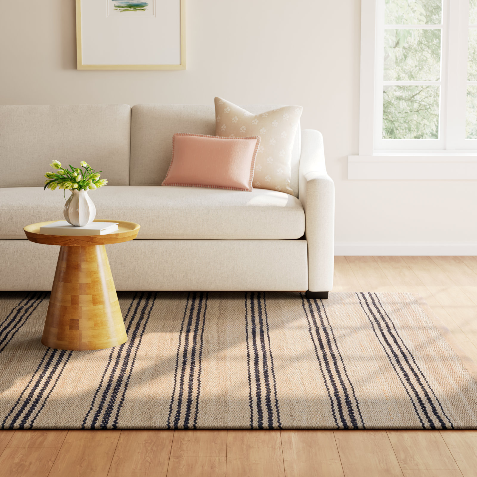 Jute Ticking Handmade Jute / Sisal Indigo Rug, Rectangle 9'6" x 13'6"