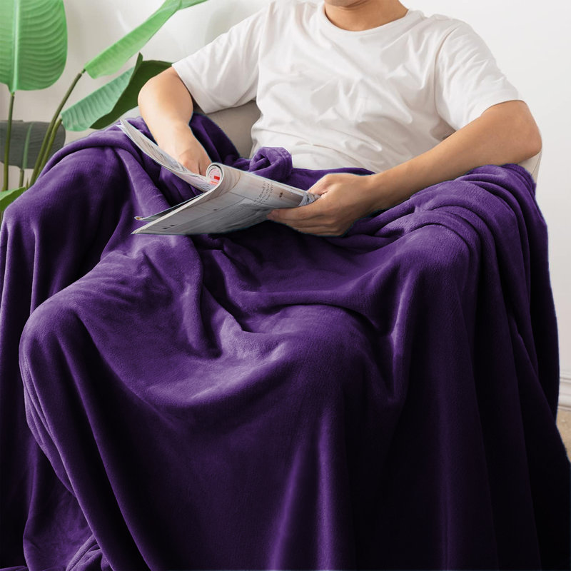 Makilah Sherpa Fleece Fur Blanket for Bed, Sofa Throw Soft all seasons , Purple, 200cm H x 150cm W