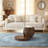 Luxurious 35.4" Glass Top Round Nesting Coffee Table with 3-Tier Storage Shelves-1373823267