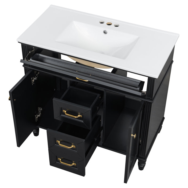 Meuble-lavabo 36 po avec lavabo, Noir