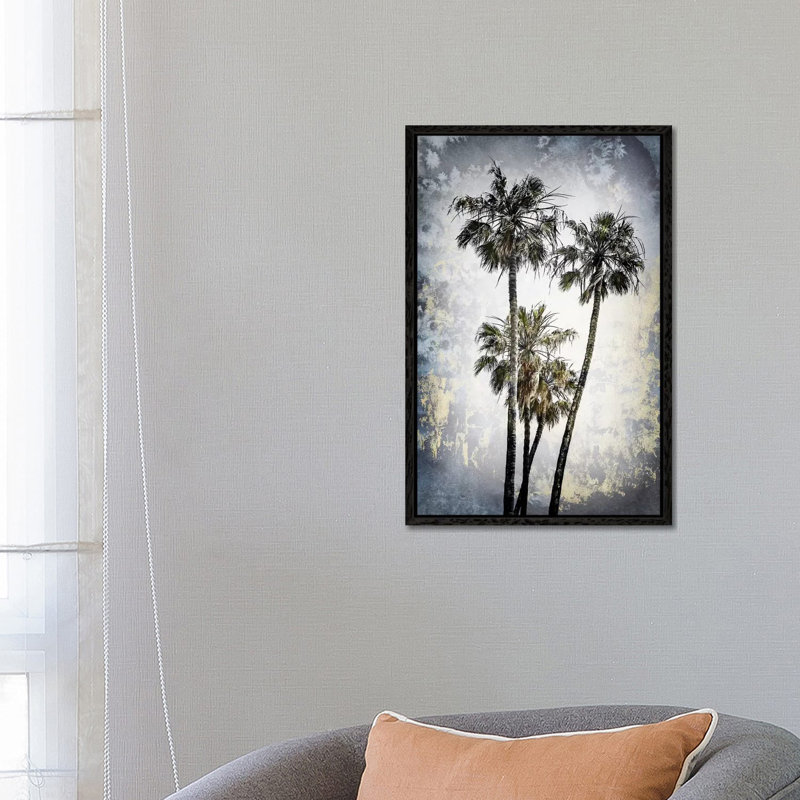 Modern Art Lovely Palm Trees by Melanie Viola - Print on Canvas, 66.04cm H x 45.72cm W x 3.81cm D, Black Framed