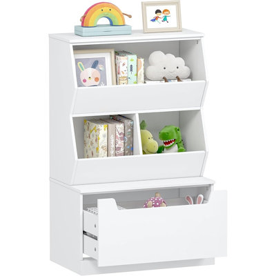Organisateur de rangement pour jouets avec bibliothèque et tiroir