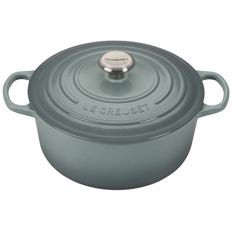 Le Creuset Signature Enameled Cast Iron Round Dutch Oven with Lid, Sea Salt, 5.5 quarts