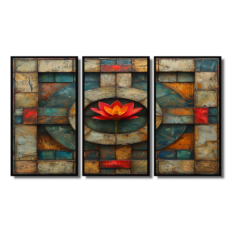 Chilmark - ensemble d'art mural tulipe, Cadre flottant noir, H 32 po x l 48 po x P 1 po