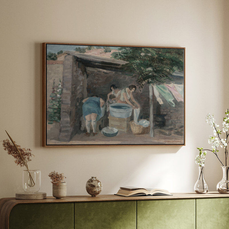 Paysage rétro - CCCLIX, H 25 po x l 37 po x P 2 po, Toile encadrée noyer flottant