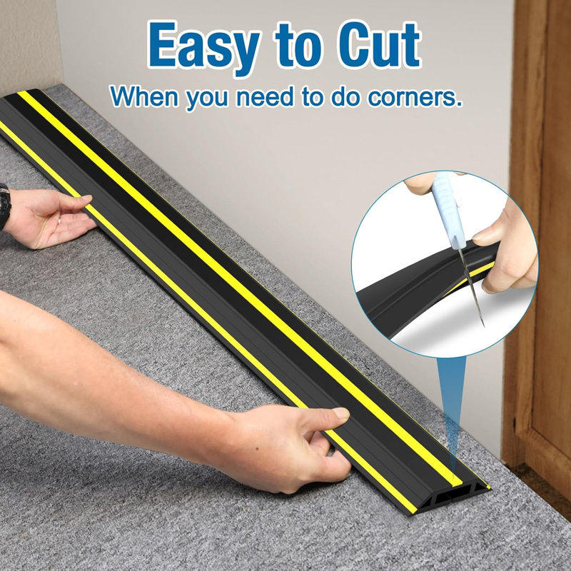Protecteur de câble de plancher de 10 pi, conduit en PVC robuste facile à dérouler