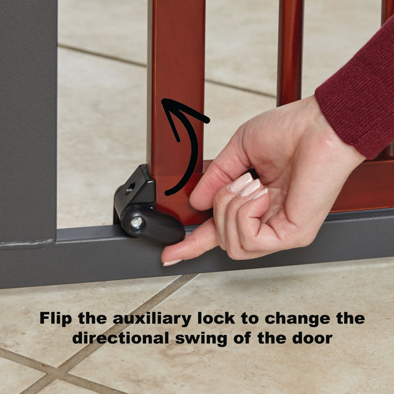 39-Inch Tall Graphite and Wood Pressure Mounted Pet Gate
