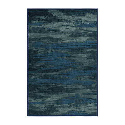 Machine Washable Abstract Blue Area Rug