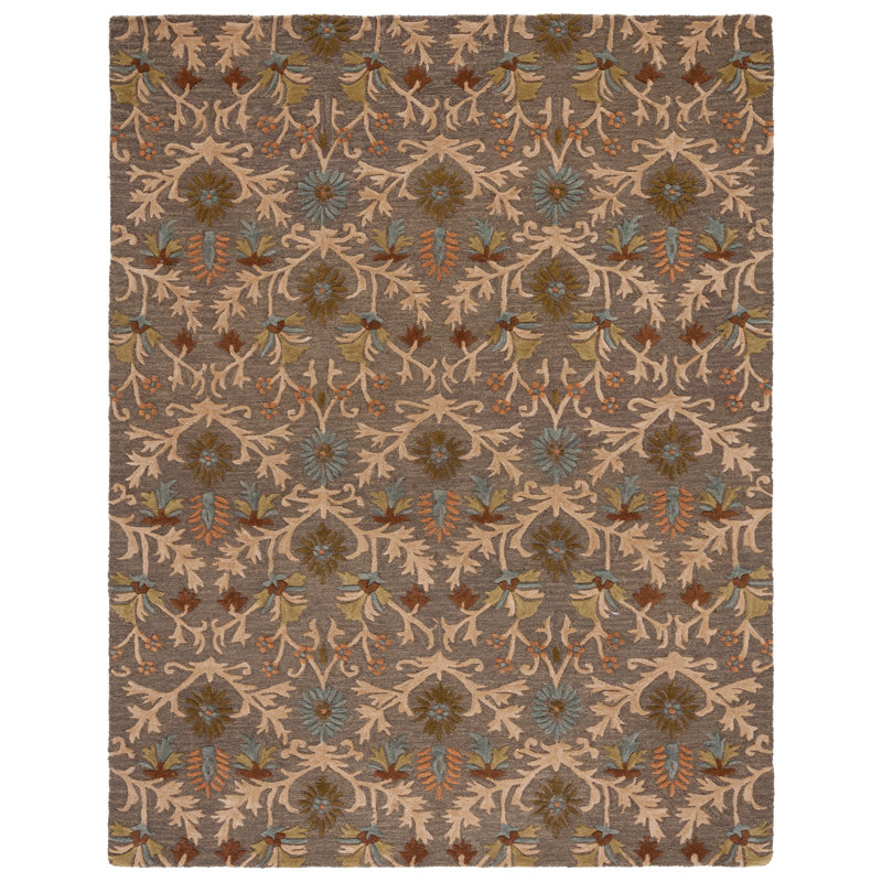Cannen Hand Tufted Wool Floral Rug, Rectangle 10' x 14'