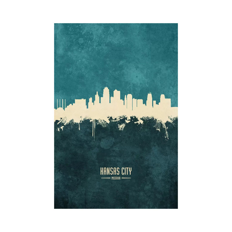 «Kansas City Missouri Skyline» par Michael Tompsett, impression sur toile tendue, H 26 po x l 18 po x 1,5 po