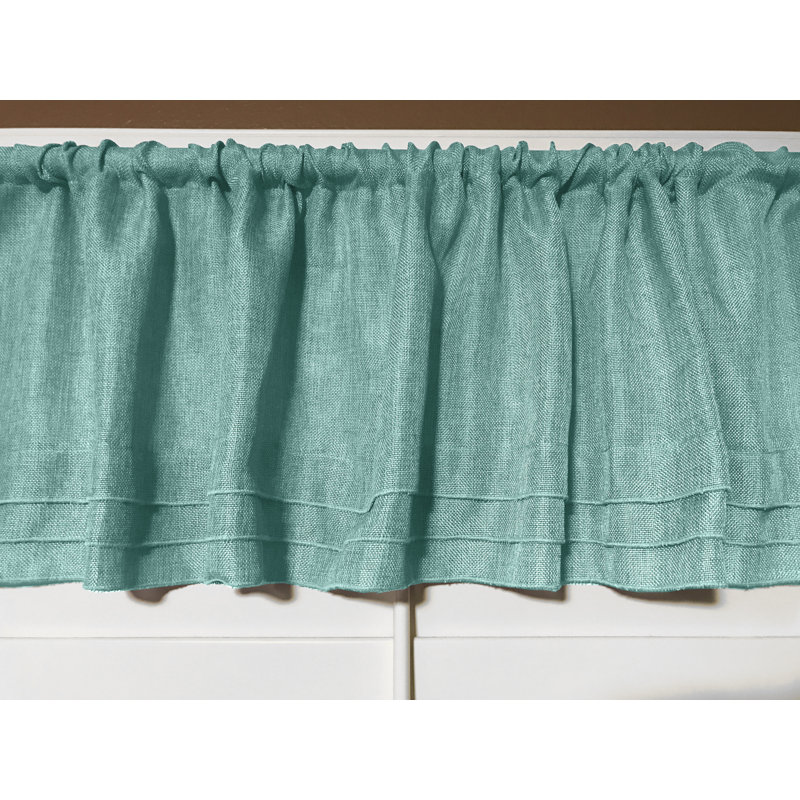 Piaf Solid Color Tailored 58'' Window Valance, Blue
