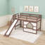 Lit superposé simple au-dessus de simple en bois avec lumières DEL, glissière et escalier de rangement en bois-1466816299