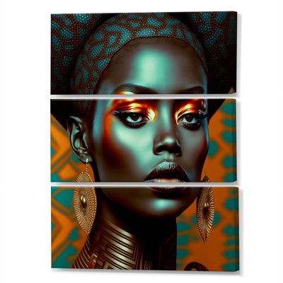 Avant-Garde Elegant African Woman I - 3 pièces sur toile tendue