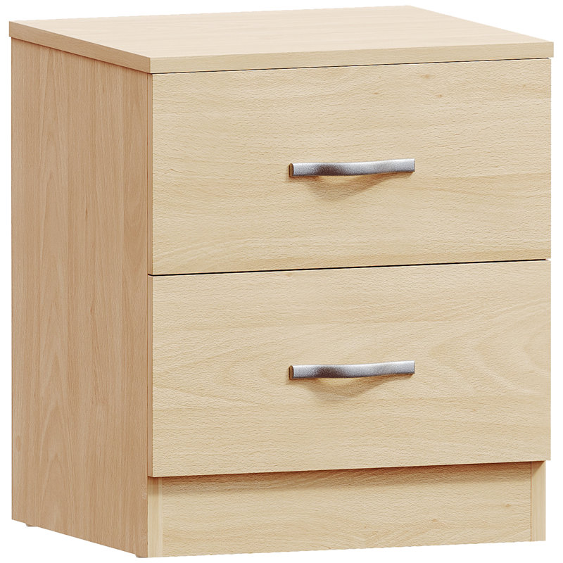 Maybery 2 Drawer Bedside Table, Pine