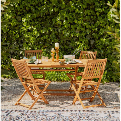 Nayoun 4 - Person Wood Patio Dining Set with Rectangular Table