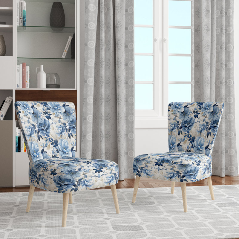Chaise d'appoint rembourrée Serene Blue Garden