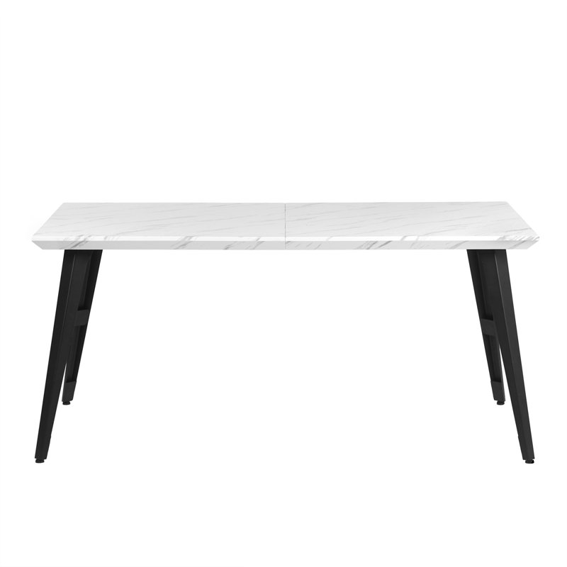 Metal Base Dining Table, White