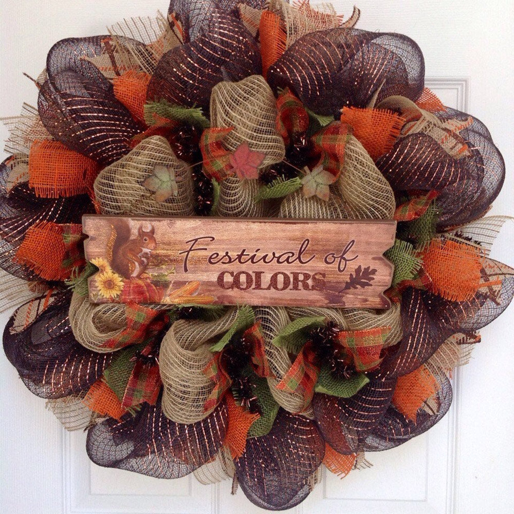 Harvest Ribbon Wreath The Holiday Aisle Size: 24 W x 24 H x 6 D