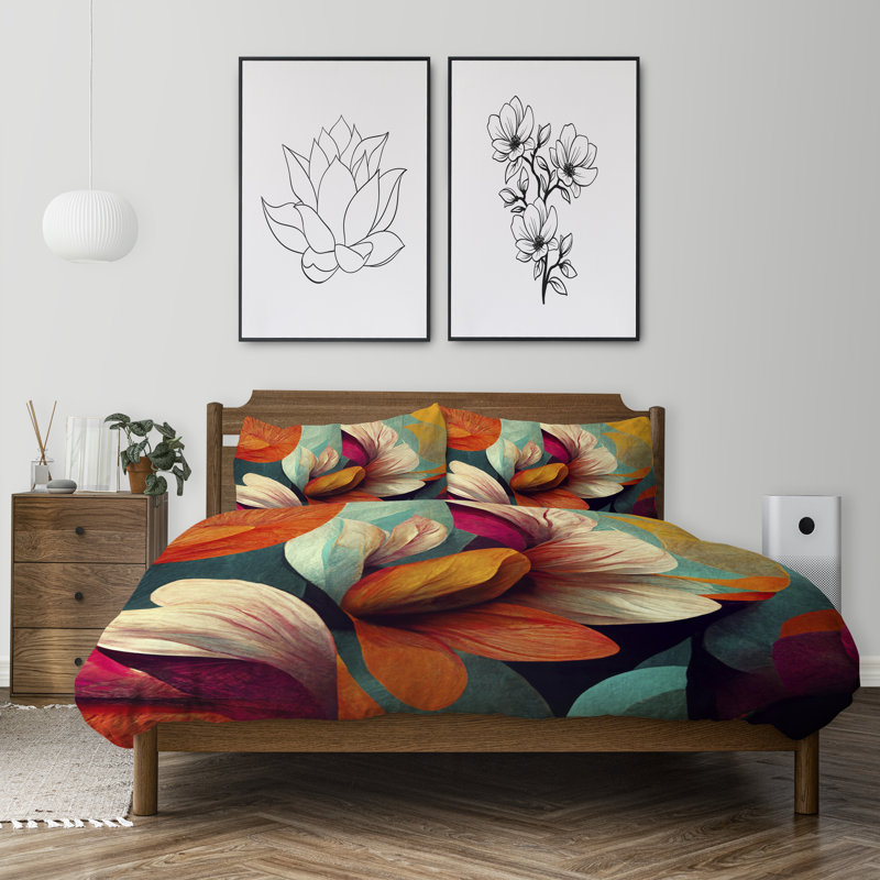 Floral Duvet Cover, Twin Duvet Cover + 1 Queen Sham
