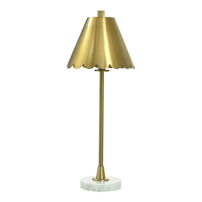 Tamara Day for Stylecraft Daphne Table Lamp - White Marble - Polished Brass Shade