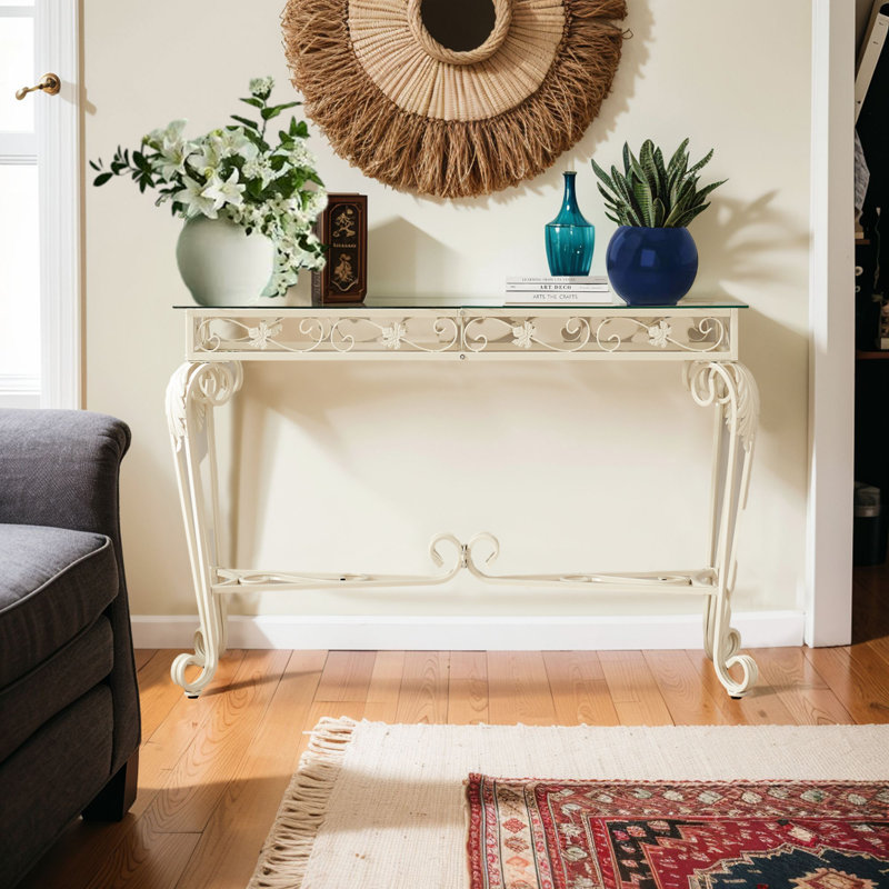 Helmich 47'' Glass Top Console Table