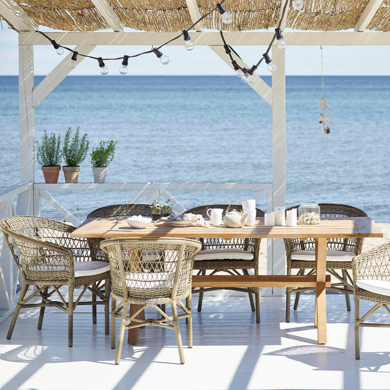 Natural Brown Teak Rectangular Outdoor Dining Table