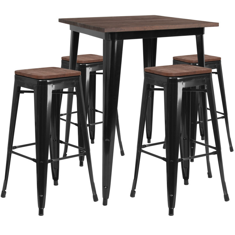 Ensemble de table bistro 5 pièces Bailey, Noir