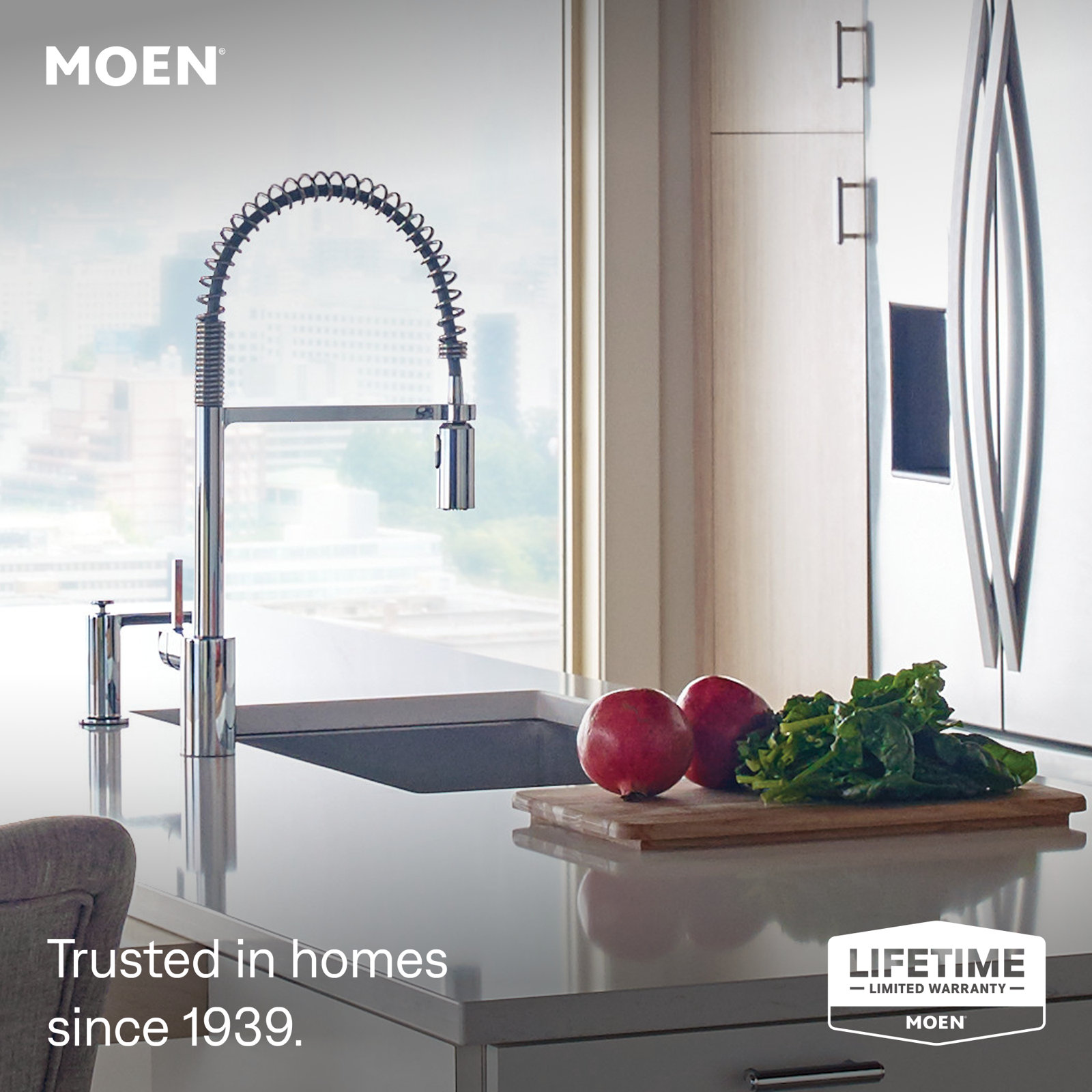 Moen Align One Handle Spring Kitchen Faucet, Modern Single Hole Kitchen Sink Faucet Pulldown Sprayer, Chrome
