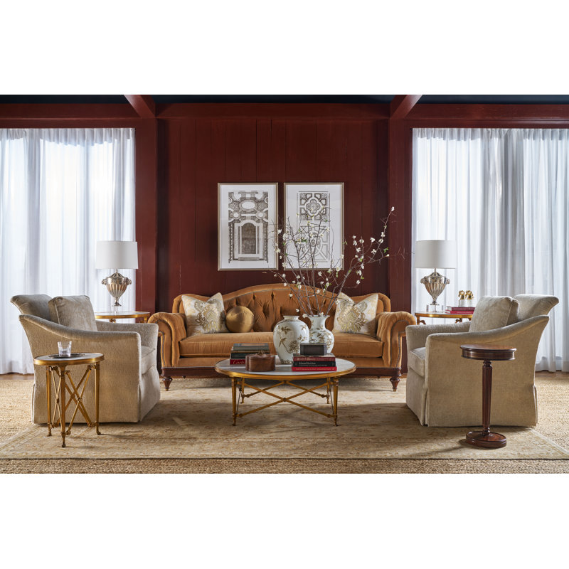 Spencer London End Table, Cannes Brass/Gray, 22" H x 18" W x 18" D