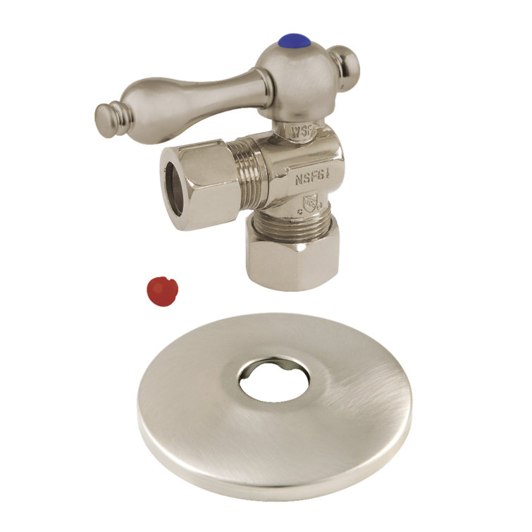 Kingston Brass 5/8-Inch OD Comp x 1/2-Inch OD Comp Quarter-Turn Angle Stop Valve with Flange