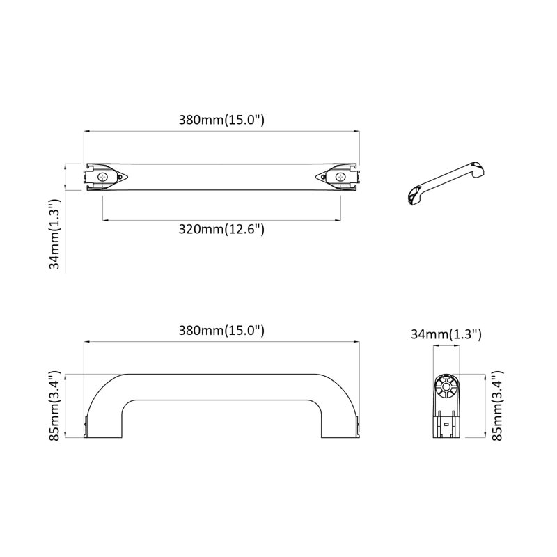 Vidaxl Handle Plain Black Aluminium And PP Furniture Cabinet Drawer Pull Door
